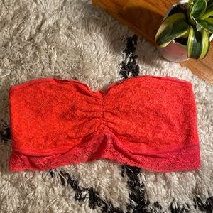 Aerie Neon Pink Orange Salmon Lace Bandeau